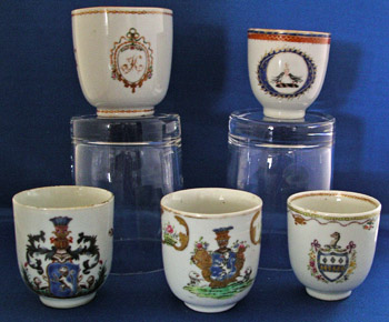 Collection of 5 Armorial Demitasse Cups