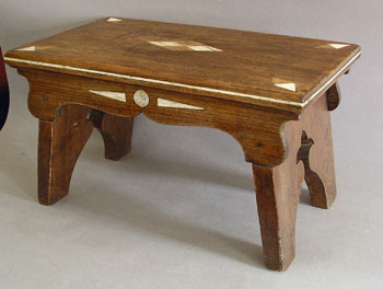 Scrimshaw Decorated Walnut Footstool