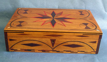 A Great Scrimshaw Inlaid Sailors Ditty Box