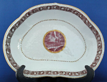 Rare Raspberry Kidney Shaped Export Serving Dish