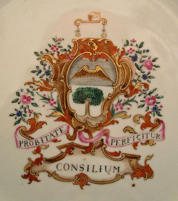 Chinese Export Dinner Plate Bearing the Arms of Renny