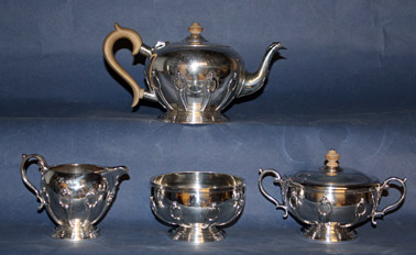 Four Piece Art Deco Sterling Tea Service by Crichton & Co.