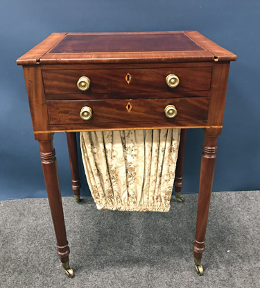 Two Drawer American Mahogany Gaming and Sewing Table