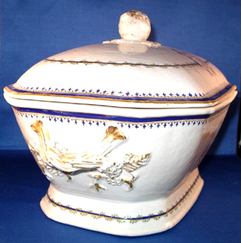 Chinese Export Soup Tureen with Monogram