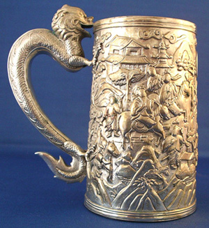 Chinese Export Silver Cann with Dragon Handle