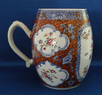 Chinese Export Famille Rose Barrel Form Mug