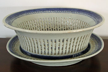 Large Nanking Reticulated Fruit Basket and Under Tray