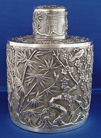 Very Large Chinese Silver Tea Cady