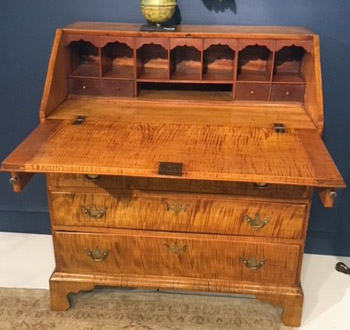 The Hanebergs Antiques Bold Tiger Maple Desk