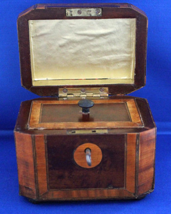 Inlaid Tea Caddy with Brass Finial