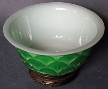 A pair of Peking Glass Lotus Bowls