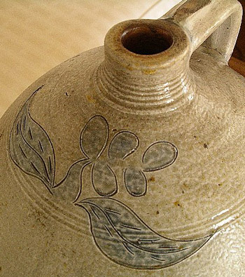 Incised Ovoid Stoneware Jug