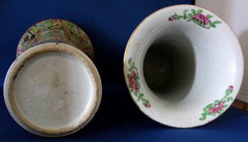 Pair of Mandarin Trumpet Form Vases