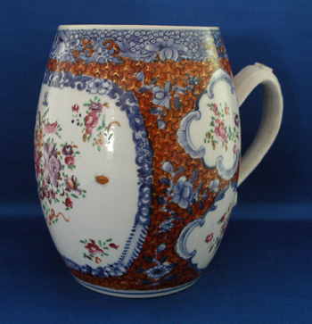 Chinese Export Famille Rose Barrel Form Mug