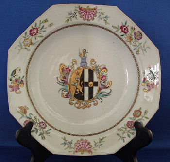 Pair of Chinese Armorial Plates, Arms of Simpson impaling Brydges