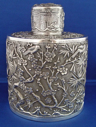 Very Large Chinese Silver Tea Cady