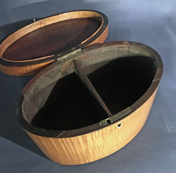 Tiger Maple Inlaid Oval Tea Caddy