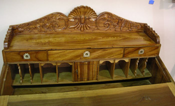 Brass Inlaid Camphor Wood Campaign Desk