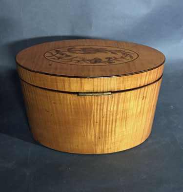 Tiger Maple Inlaid Oval Tea Caddy