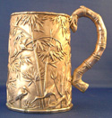 Chinese Export Silver Cann with Bamboo Decoration