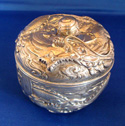 Chinese Export Silver Round Box with Dragon Decoration